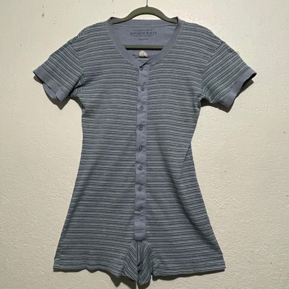 Victorias Secret Striped Button Front Romper SZ M